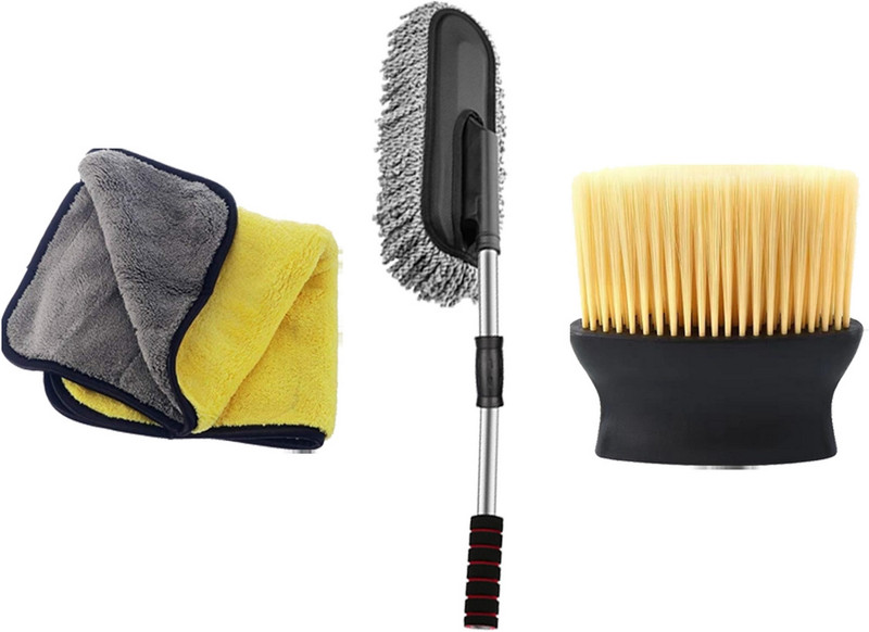 SRBKfashion 3 Pcs Combo Of Big Brush, Microfiber Extended Big Duster, Microfiber Towel Combo