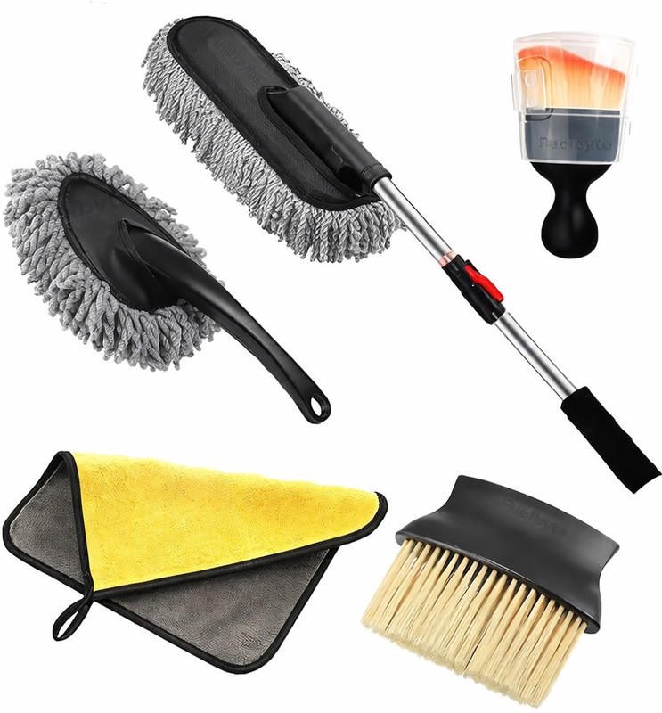 khushmogalhub 5 in 1 Combo Cleaning Brush for Car And duster Combo