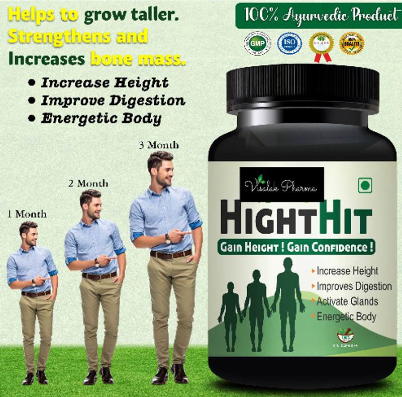 visalak pharma Height Hit | Male Height Gainer | Improve Height | 30 N(30 Capsules)