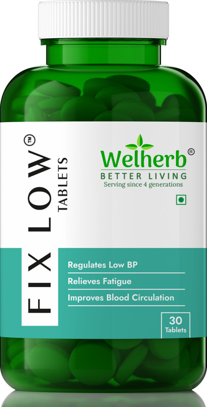 Welherb Fix Low - Ayurvedic Support for Low BP | Zero Preservatives & Addititves(30 Tablets)