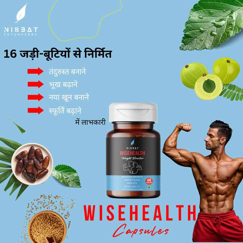 Nisbat Futurherbs NtYW Wisehealth Weight For Muscles Growth-Weight Wajan Badhaye I Bone Health(60 Capsules)