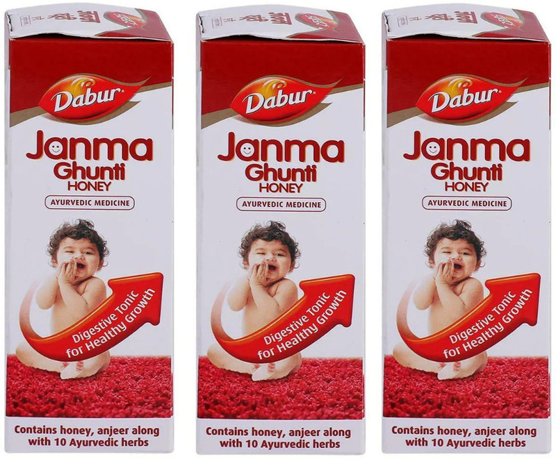 Dabur Janma Ghunti Honey 125ml Baby Digestive|Improves Appetite|Enhances Body Growth(Pack of 3, 375 ml)