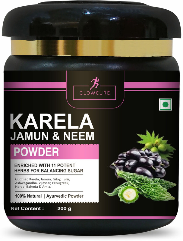 GLOWCURE Karela Jamun Powder | 11 Potent Herbs | Helps Regulate Sugar Management(200 g)