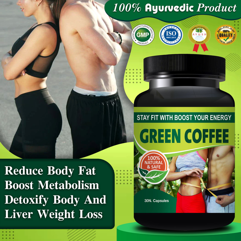 Riffway Green Coffee Capsule for Weight Loss Boosts Metabolism, Burns Fat, Decaffeinated, Rich in Antioxidants 100% Natural ZERO Side effects(30 Capsules)