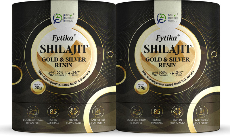 FYTIKA Shuddh Shilajit Gold and Silver Resin - 100% Ayurvedic Himalayan Shilajit(Pack of 2, 20 g)
