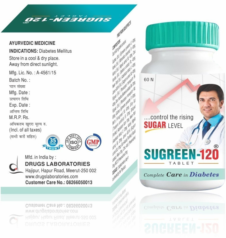 Drugs Laboratories Sugreen-120 For Diabetes Care 60 Tablets(60 Tablets)