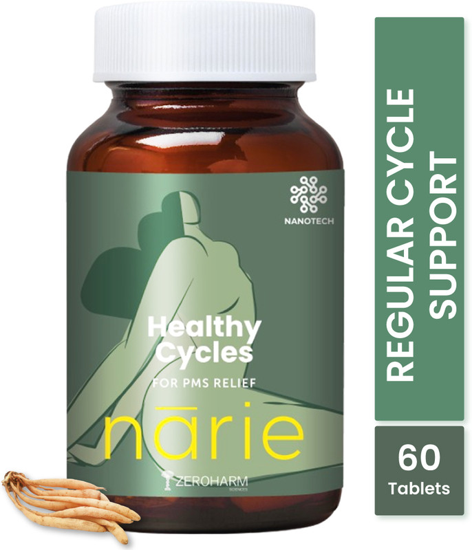 ZEROHARM Narie Healthy Cycles Tablets | Relieves PMS Symptoms | Reduces Period Cramps(60 Tablets)