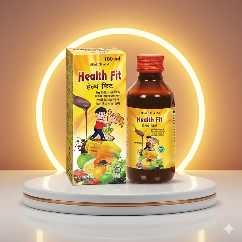 HEALTH AIM Ayurvedic HEALTH FIT Child Tonic | Herbal Brain & Memory Support Syrup for Kids(Pack of 2, 200 ml)