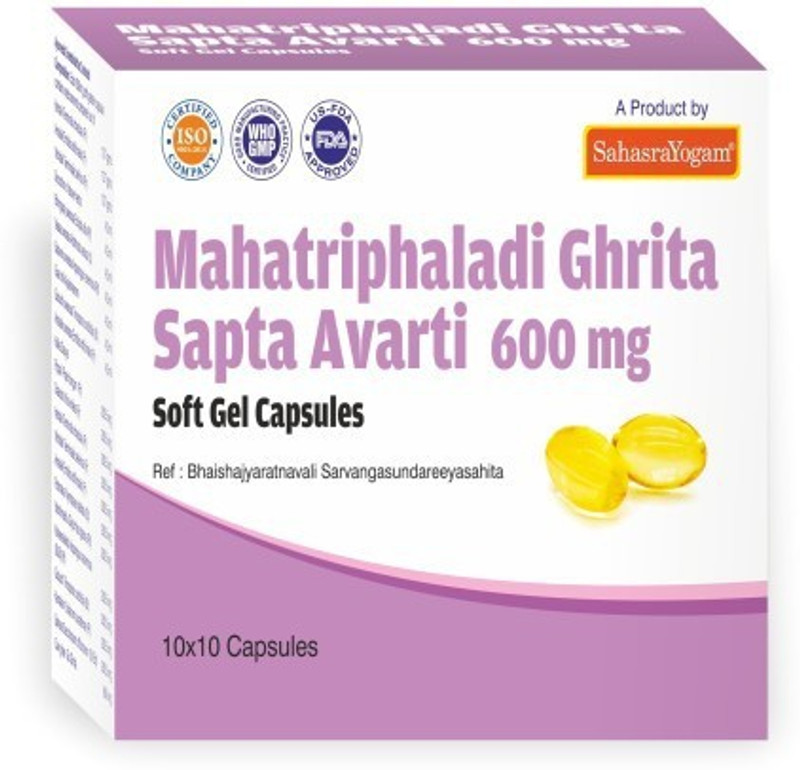 dwakan SAHASRAYOGAM MAHATRIPHALADI GHRITA SAPTA AVARTI ( 600mg ) 100CAP(100 Capsules)