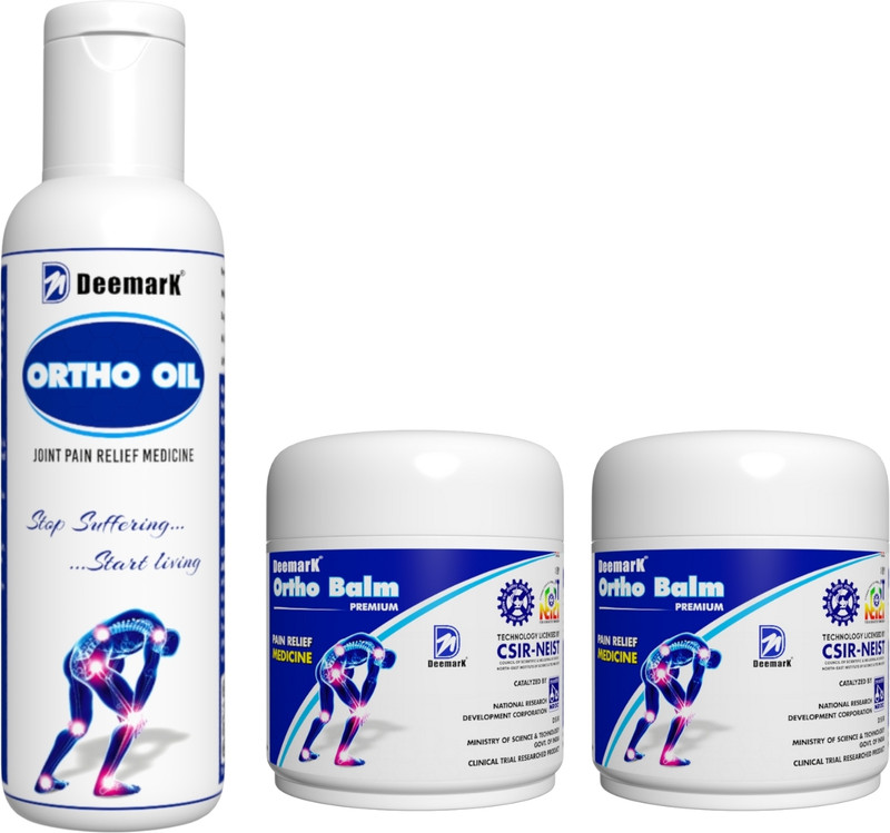 DEEMARK Ortho Balm (50Gm + 50Gm) & Ortho Oil 100mL - Joint Pain & Muscles Pain & Cramps | Sprains, Arthritis & twitching | Rehabilitates Stiff Joints | Frozen Joints(Pack of 3, 100 ml, 100 g)