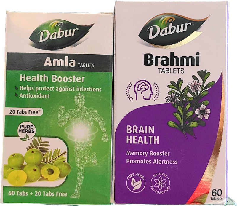 Dabur BRAHMI & AMLA TABLETS (AYURVEDIC COMBO TO BOOST HAIR GROWTH NATURALLY)(60 Tablets, 60 Tablets)
