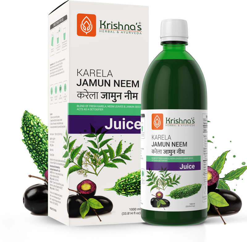 Krishna's Herbal & Ayurveda Karela, Jamun and Neem Mix Juice | Improves Digestion | Natural Blood Purifier(1 L)
