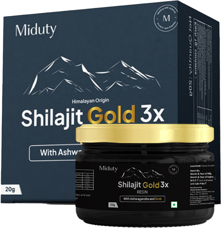 Miduty Shilajit Gold 3x-Ashwagandha-Safed Musli-Men Sexual wellnessStamina Testosterone(20 g)