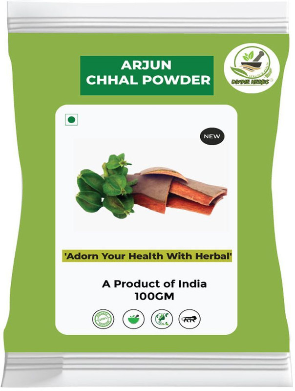 DIVINE HERBS Natural & Organic Arjun Chhal Powder For Health Heart,Hair Care,Weight Lose etc.(100 g)