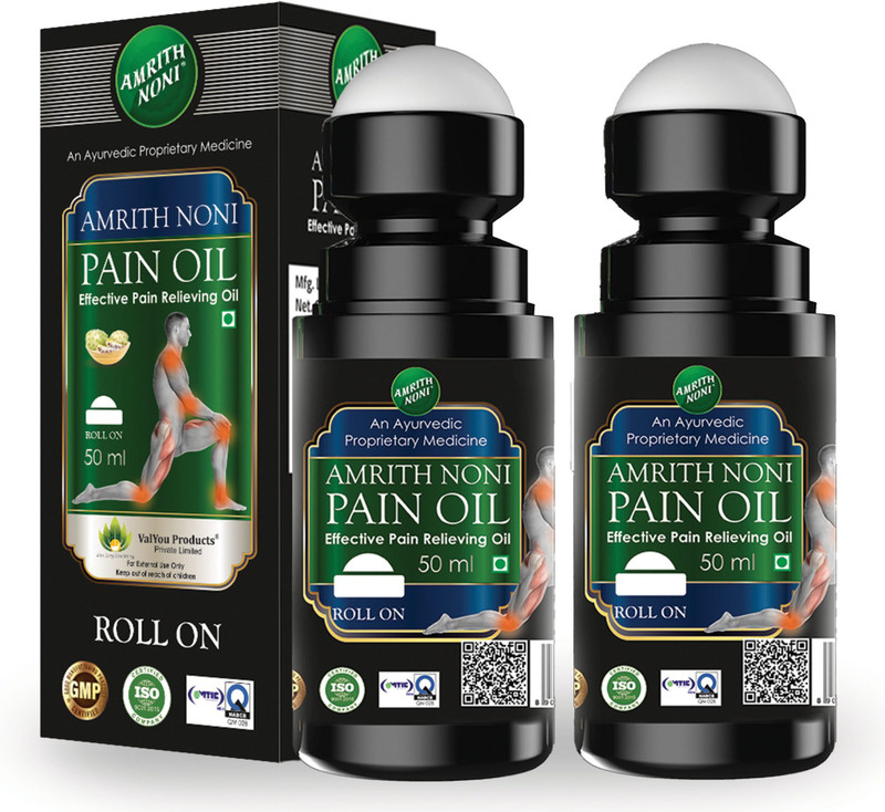 AMRITH NONI Ayurvedic Pain Oil Rollon 50ml -Relief on Joints,Muscle,Elbow,Knee,Low Back pain(Pack of 2, 50 ml)