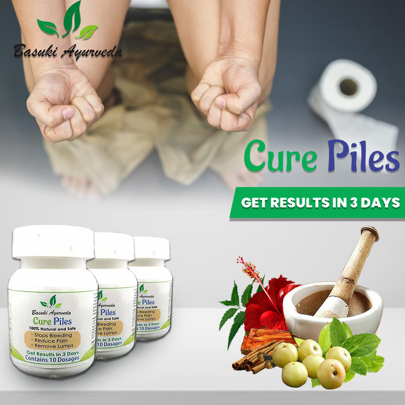 Basuki Ayurveda Cure Piles || 100% Natural and Safe || 3 bottles in a Package(Pack of 3, 30 Capsules)