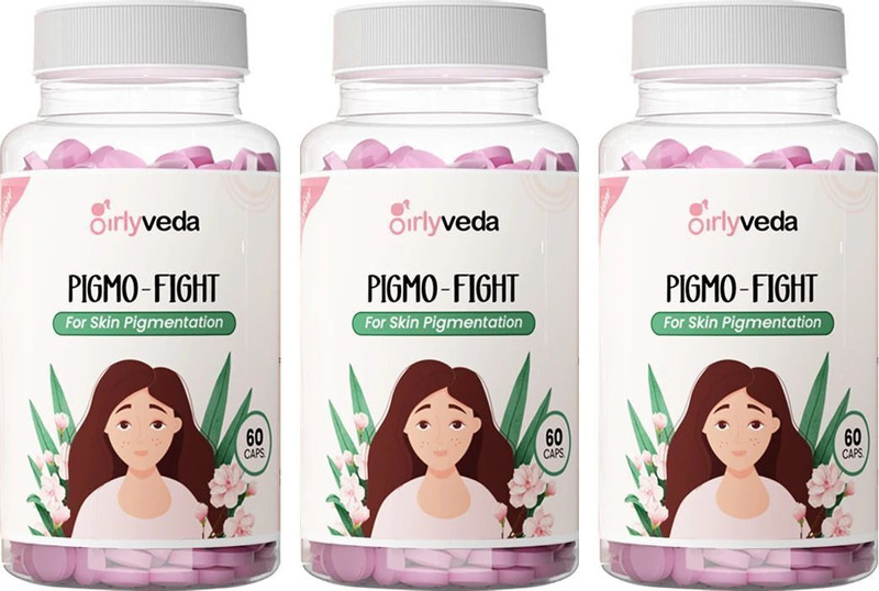 Girlyveda Pigmo Fight Ayurvedic Tablets for Uneven Skin Tone & Pigmentation Support(Pack of 3, 180 Tablets)