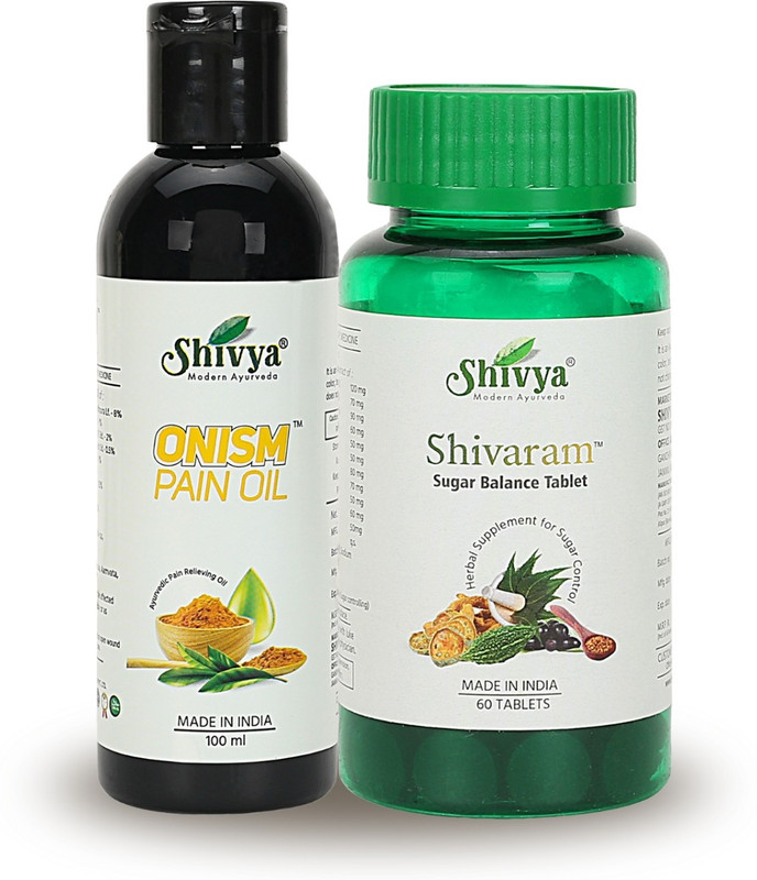Shivya Modern Ayurvedic Pain Relieving Oil 100ml & Shivaram Anti-Diabetic 60 Tablets(Pack of 2, 100 ml, 60 Tablets)