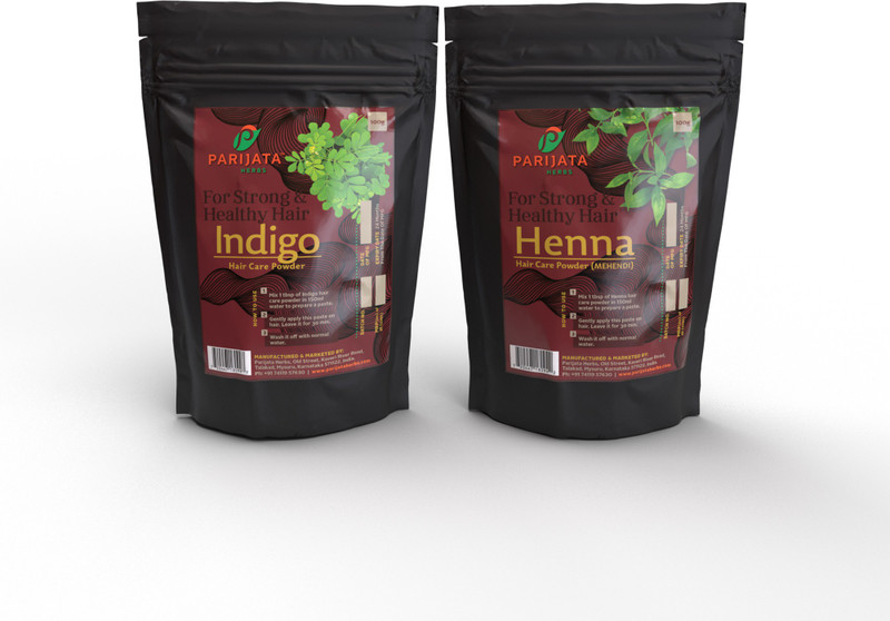 parijata herbs Henna / Indigo Powder For Hair(Pack of 2, 100 g)