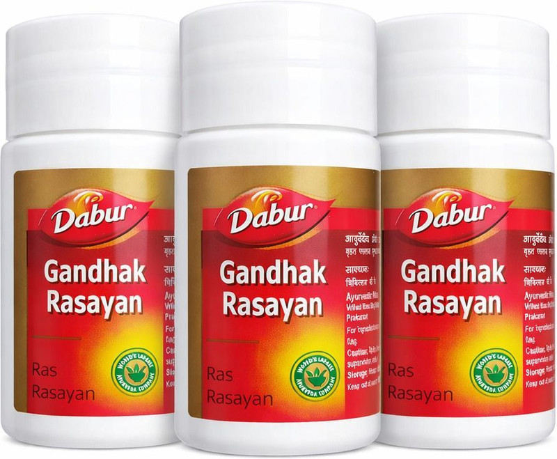 Dabur Gandhak Rasayan Tablets | for skin and blood disorder(Pack of 3, 120 Tablets)