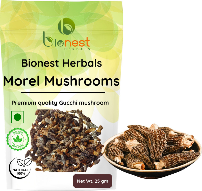 Bionest Herbals Morel Mushrooms | Wild Dried Gucchi | Delicious Aromatic Nutrient-rich superfood(25 g)