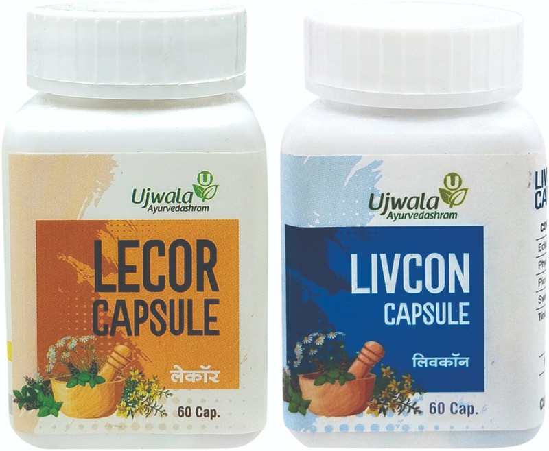 UJWALA AYURVEDASHRAM Lecor & Livcon Capsule, For Vitiligo, White Patches(Pack of 2, 120 Capsules)