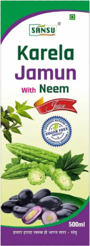Sansu Karela Jamun With Neem Liver and Digestive, Glucose Metabolism 500ml(Pack of 4, 2000 ml)