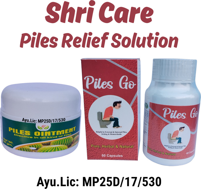 Shri Industry Piles Relief Solution Combo with Piles Go Capsules and Piles Ointment(Pack of 2, 50 g, 60 Capsules)