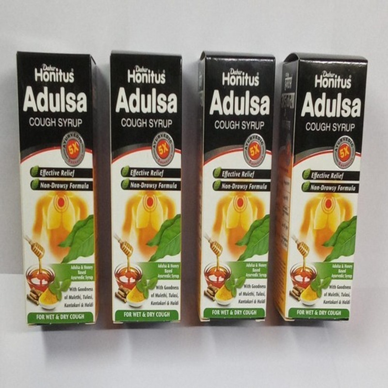 Dabur Honitus Adulsa Cough Syrup with Mulethi, Tulsi, kantakari & Haldi 200 ml(Pack of 2, 200 ml)
