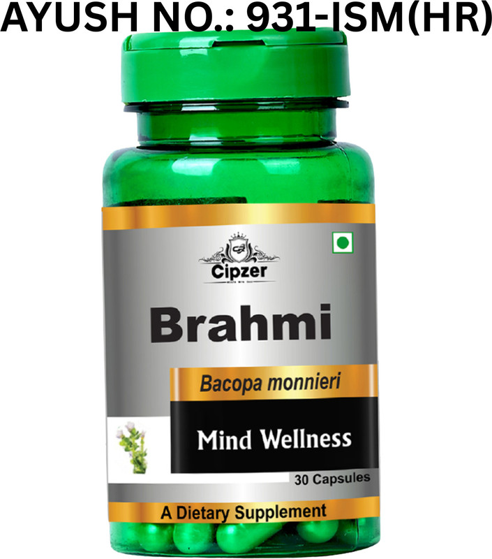 CIPZER Brahmi 30 Capsules Natural Brain Health Booster | Memory, Focus & Mental Clarity(30 Capsules)