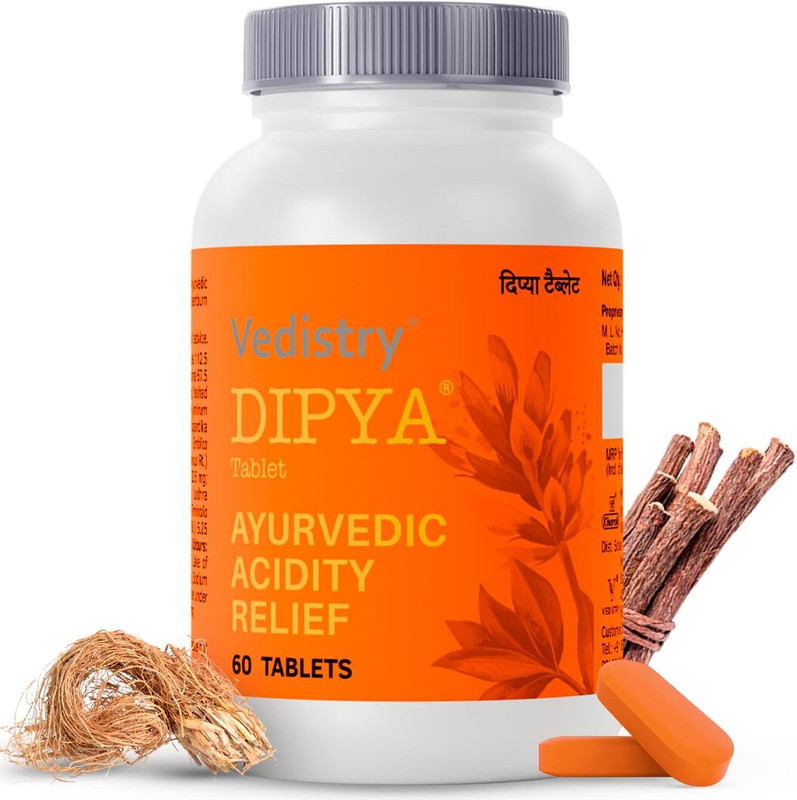 Vedistry Acidity Relief Tablets | Ayurvedic Support for Acidity & Acid Reflux(60 Tablets)