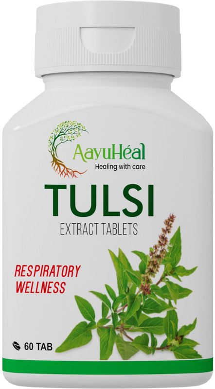 AAYUHEAL Tulsi Extract Tab (Boost Immunity, Manage Stress & Relieves in Cold & Cough)(60 Tablets)