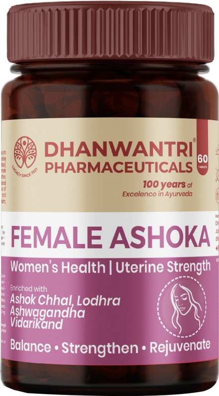 Dhanwantri Pharmaceuticals Female Ashoka Ayurvedic Tablets for Menstrual Balance & Leucorrhoea(60 Tablets)