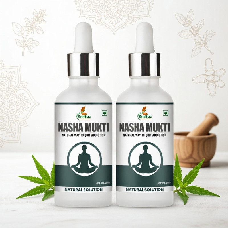 grinbizz nasha mukti plus ayurvedic formula to stop de-addiction(Pack of 2, 60 ml)