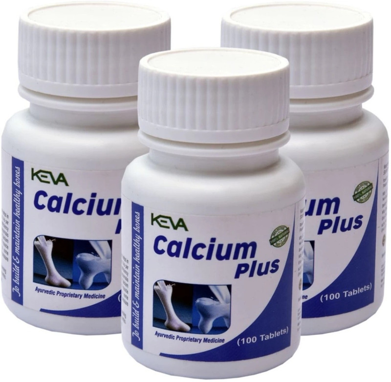 KEVA Calcium Plus Tablets -300 (Tab) Helps to maintain the strong and healthy bones(Pack of 3, 300 Tablets)