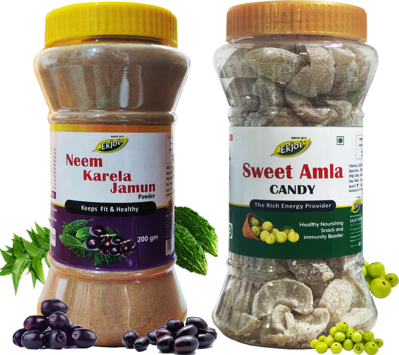Ekjot Neem Karela Jamun Powder (200g) + Sweet Amla Candy (250g) | Combo Pack(Pack of 2, 200 g, 250 g)