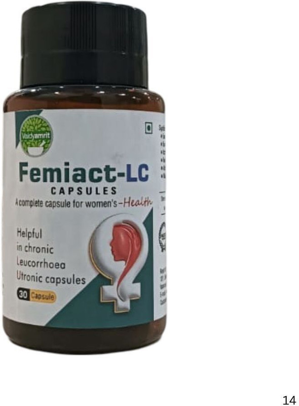 vaidyamrit FEMIACT-LC 30 CAPSULES | White Discharge and Leucorrhoea Treatment(30 Capsules)