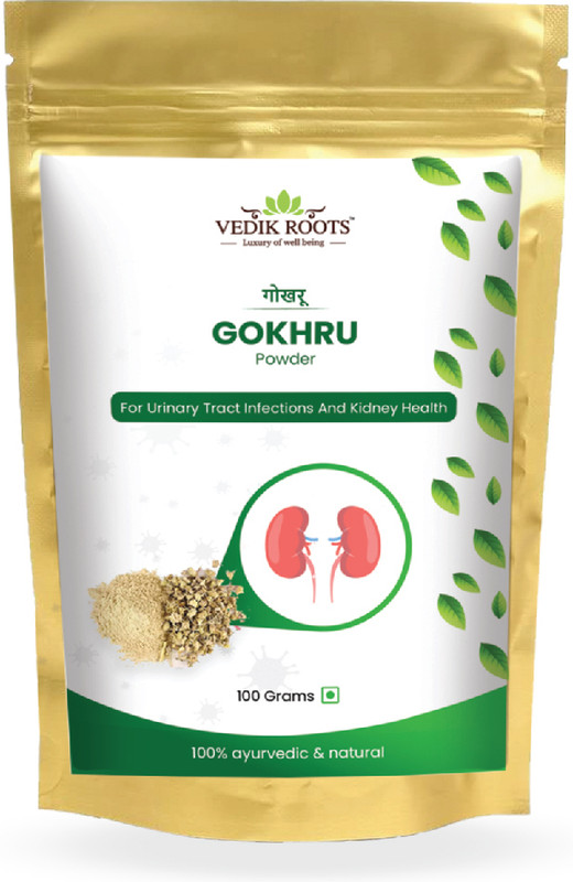 Vedikroots 100% Pure Gokhru Powder For Kidney Stones And Urinary Tract Infections 100Gm(100 g)