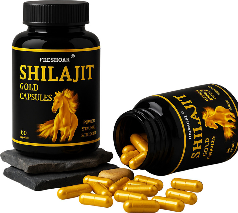 freshoak Pure Natural Shilajit Gold Capsules | Increase Your Stamina With Gold Capsules(60 Capsules)