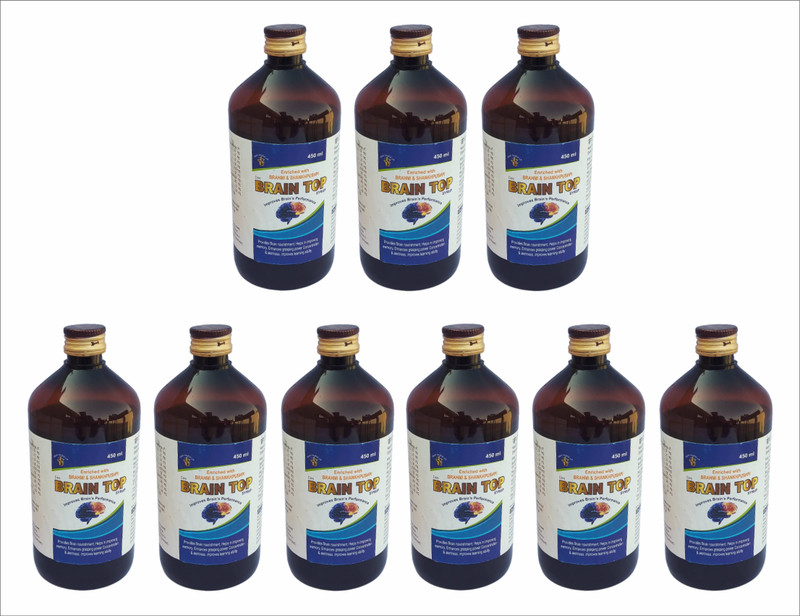DEE INDIA HERBALS Ayurvedic Brain Top Syrup ( 450 ml) pack of 9(Pack of 9, 450 ml)