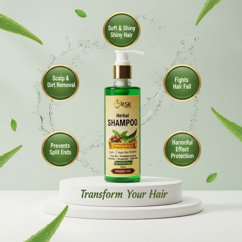 RSK Herbal Herbal Shampoo Protects Hair From Harmfull Effects And Makes Hair Soft(200 ml)
