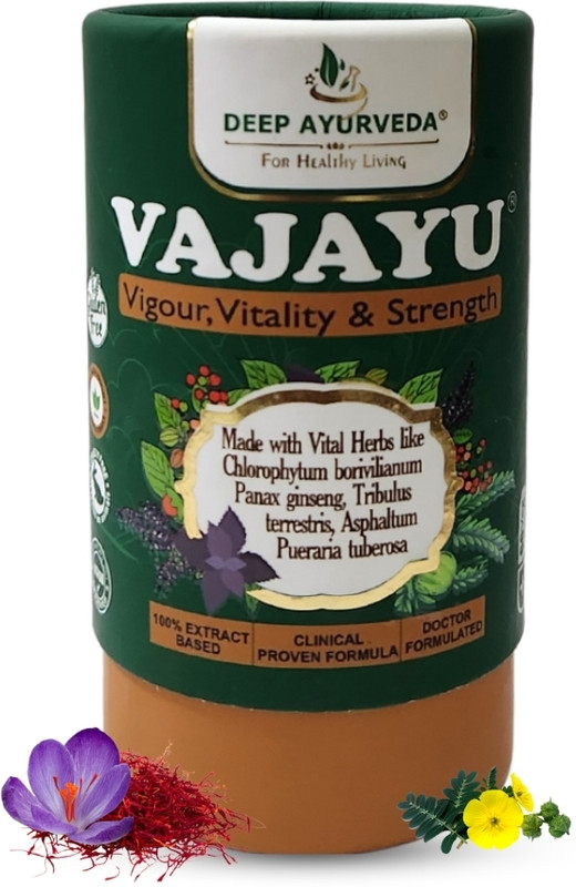 Deep Ayurveda Vajayu® For Men | Boost Strength, Energy, & Stamina | Remove Performance Anxiety(60 Capsules)