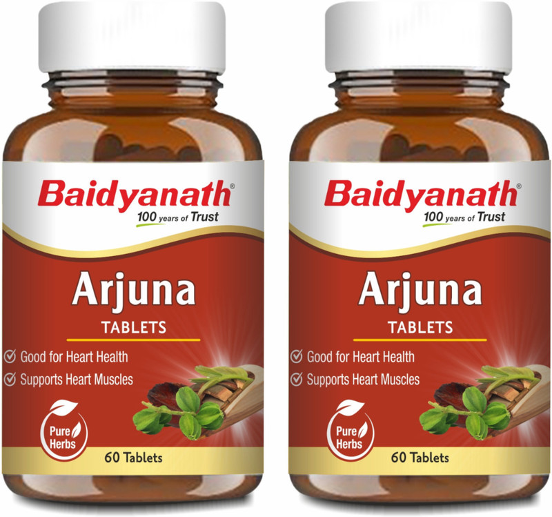 Baidyanath Arjuna 60 Tablets for Healthy Heart | Helps maintain Blood pressure Sugar Level(Pack of 2, 120 Tablets)
