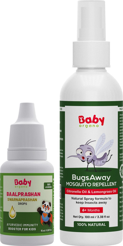 BabyOrgano Ayurvedic Immunity booster Swarnaprashan Drops & Mosquito Repellent Fabric Spray(Pack of 2, 15 ml, 100 ml)
