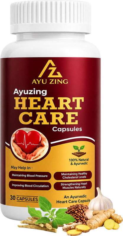 ayuzing Heartcare Capsules | Ayurvedic Cholesterol & Blood Circulation Support(30 Capsules)