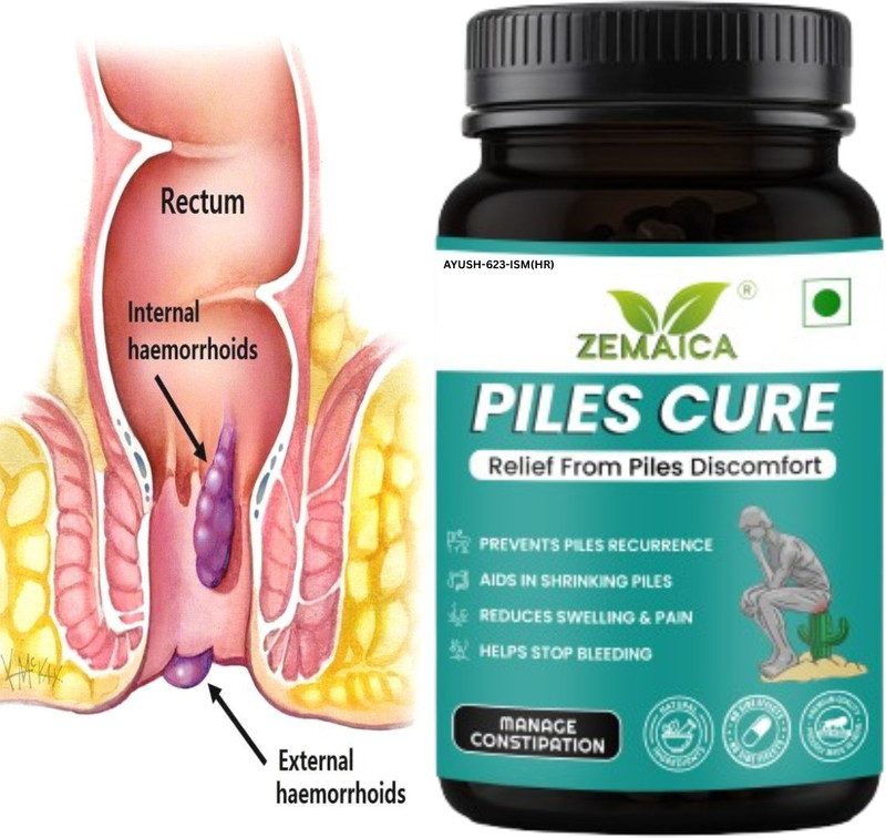 ZEMAICA Piles Cure Capsules | Quick Burning Sensation Relief & Recovery | 30 Caps(30 Capsules)