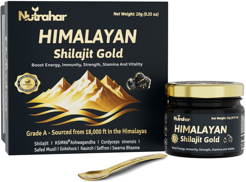 NUTRAHAR Himalayan Shilajit/Shilajeet Gold Resin | For Energy, Strength, Stamina,Vitality(10 g)