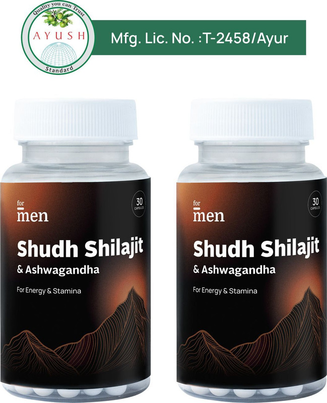 Formen Shudh Himalayan Shilajit & Ashwagandha, Ayurvedic Supplements(30 Capsules)