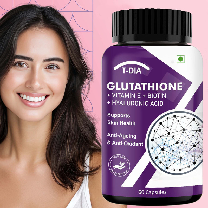 T-DIA Glutathione Capsules For Skin Brightening, Reduces Pigmentation Hair Nourishment(60 Capsules)