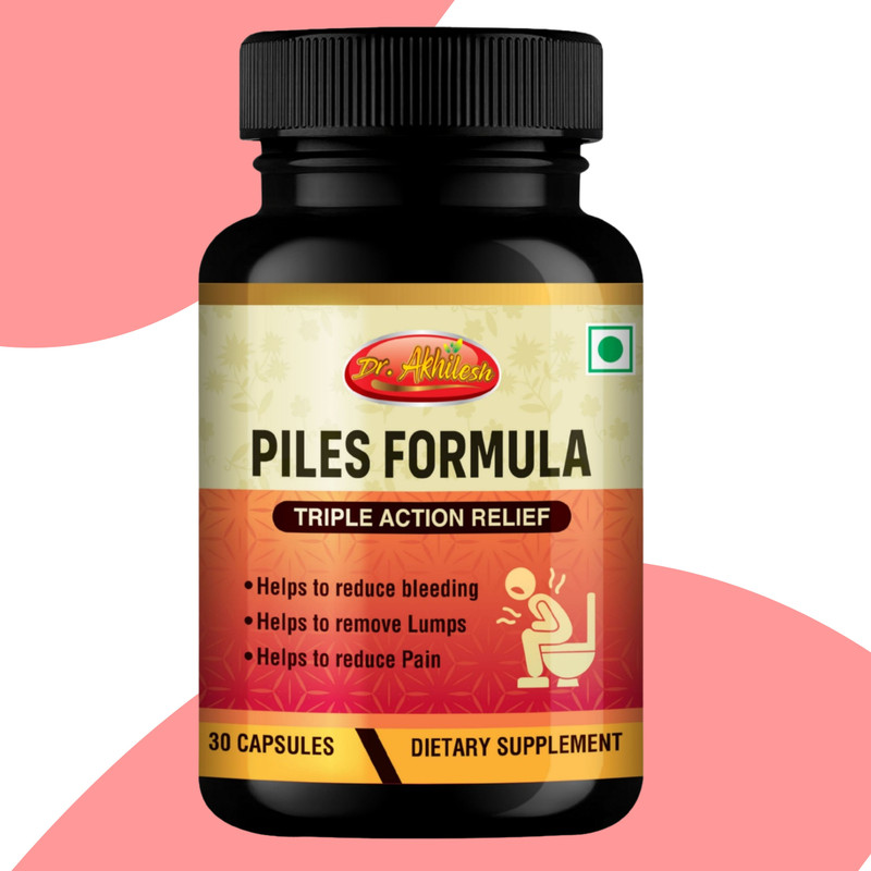 Dr.Akhilesh Piles Formula Capsules Pack of 2 Chronic & Acute Piles | Improves Digestion(Pack of 2, 60 Capsules)